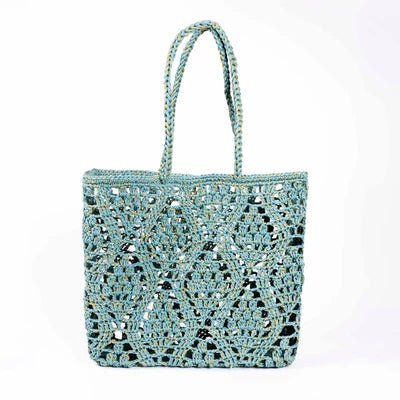 Anouk Crochet Basket in Blue - French Bazaar - Tote Bag - Jade and May