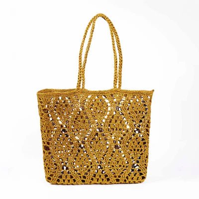 Anouk Crochet Basket in Gold - French Bazaar - Tote Bag - Jade and May