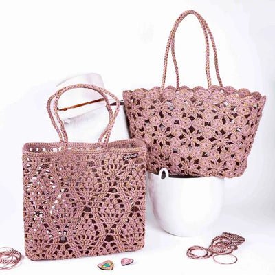 Anouk Crochet Basket - Pink Gold - French Bazaar - Tote Bag - Jade and May