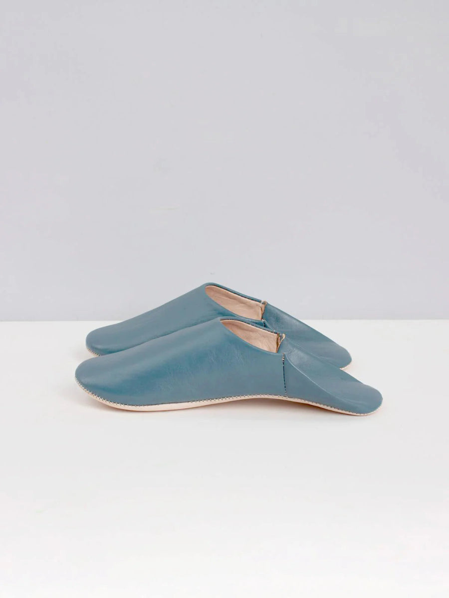 Babouche Moroccan Slippers in Blue Grey - Moroccan Babouche Slippers - Slippers - Jade and May