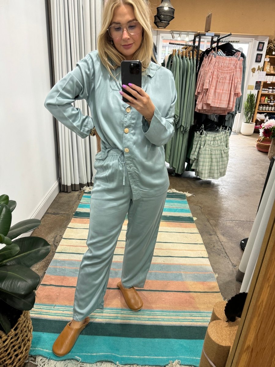 Bamboo Pyjama - Classic Set in Eucalyptus - Jade and May - Pyjamas - Jade and May