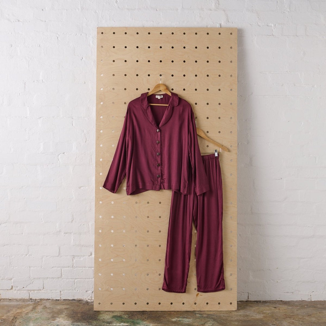 Bamboo Pyjama Set in Burgundy - Jade and May - Pyjamas - Jade and May