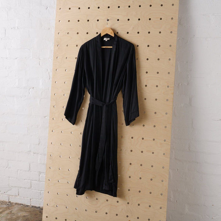 Bamboo Robe in Black - Long Length - Jade and May - Bathrobe - Jade and May