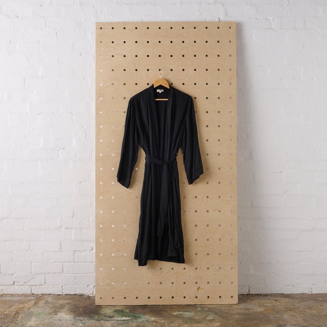 Bamboo Robe in Black - Long Length - Jade and May - Bathrobe - Jade and May