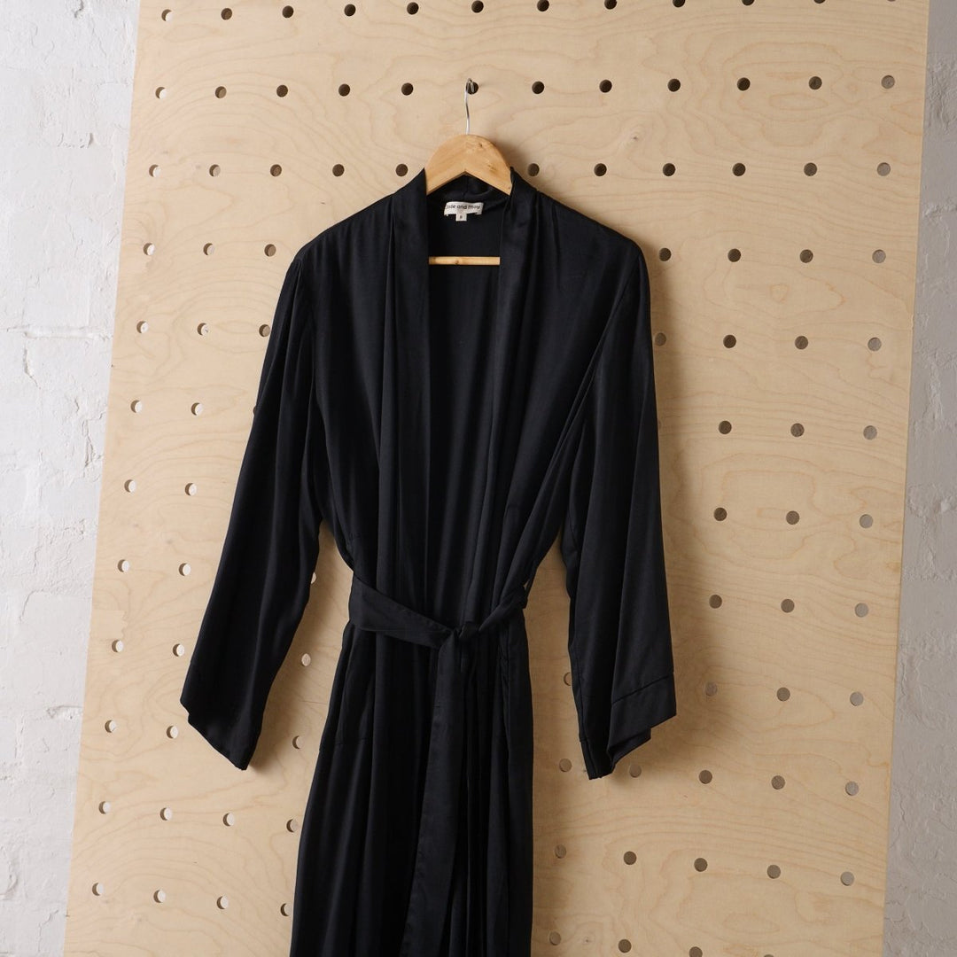 Bamboo Robe in Black - Long Length - Jade and May - Bathrobe - Jade and May