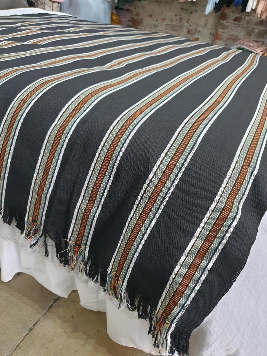 Cotton Throw Blanket - Black Stripe-Jade and May-Throw Blanket-Jade and May