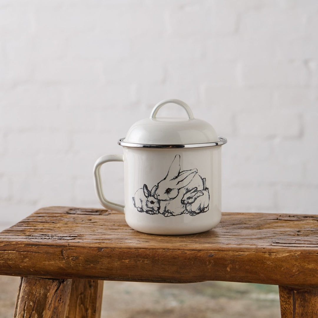 Enamel Soup Mugs with Lid - Rabbit - Jade and May - Enamel - Jade and May