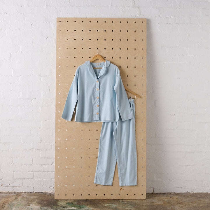 Flannelette Pyjama - Classic Set in Baby Blue - Jade and May - Pyjamas - Jade and May