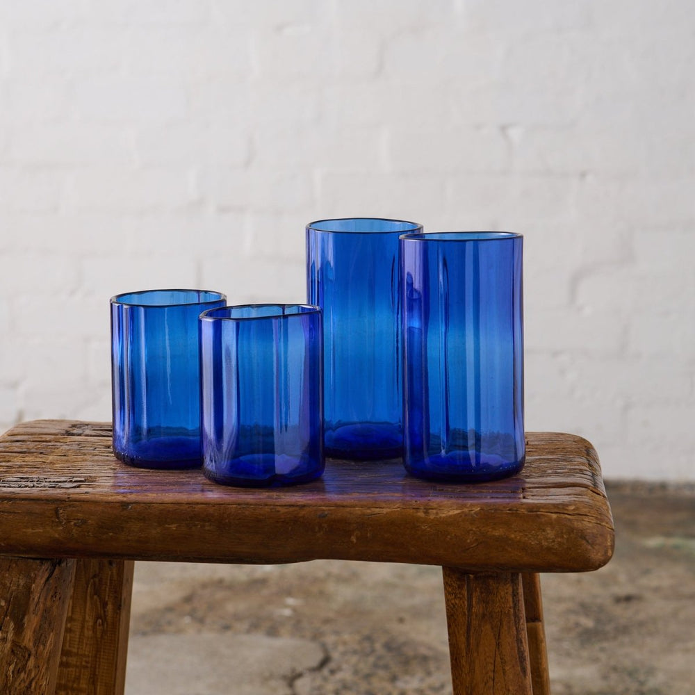 Glassware - Blue Fluted | Bali Street Mums Project - Bali Street Mum Project - Glassware - Jade and May