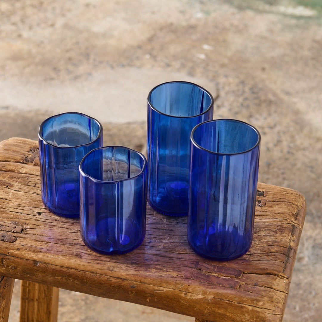 Glassware - Blue Fluted | Bali Street Mums Project - Bali Street Mum Project - Glassware - Jade and May