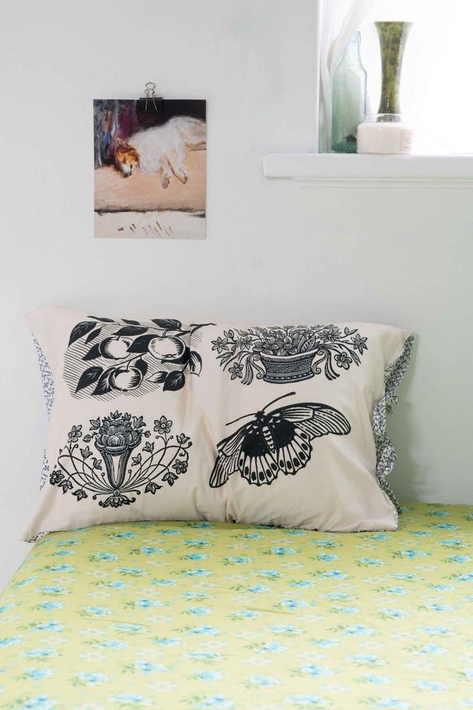 Lazybones Australian Pillowcase Set - Woodcut - Lazybones Australia - Pillow Case - Jade and May