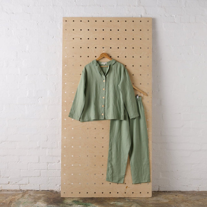 Linen Pyjama - Classic Set in Pistachio - Jade and May - Pyjamas - Jade and May