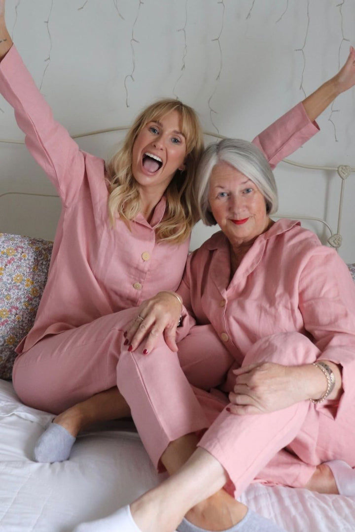 Linen Pyjama Set - Pink - Jade and May - Pyjamas - Jade and May