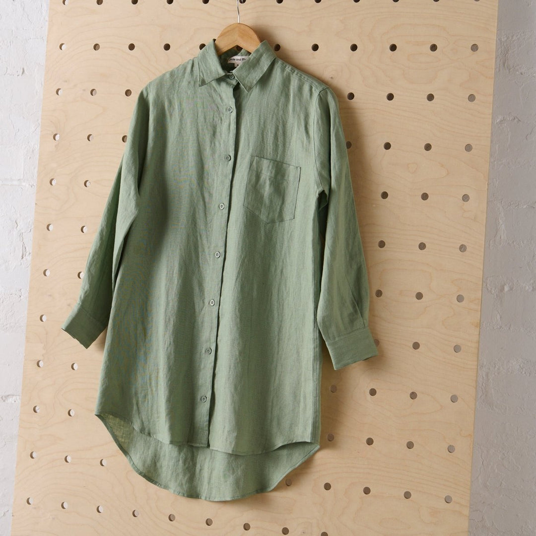 Long Linen Shirt - Pistachio - Jade and May - Shirt - Jade and May