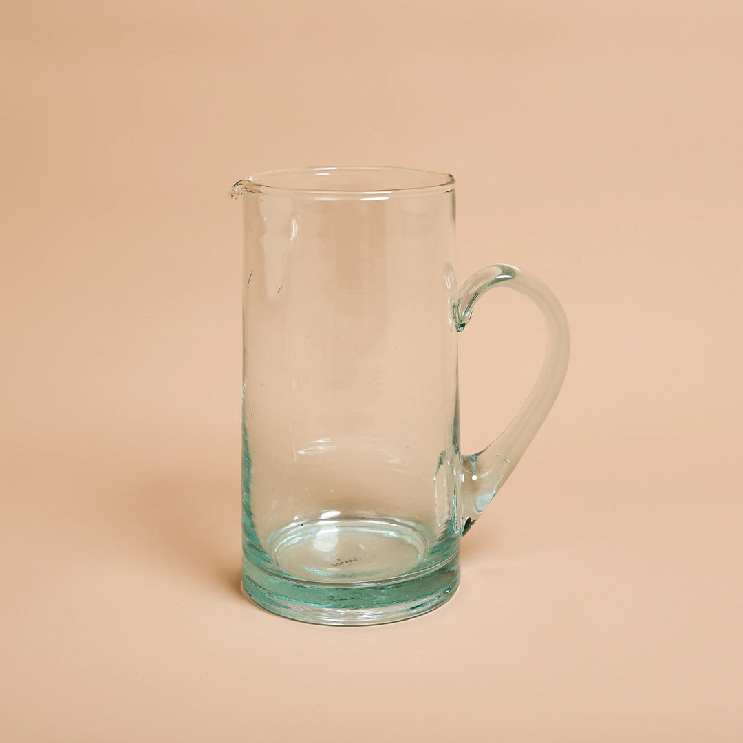 Moroccan Glass Jug with Handle by Saarde - Saarde - Drinkware - Jade and May