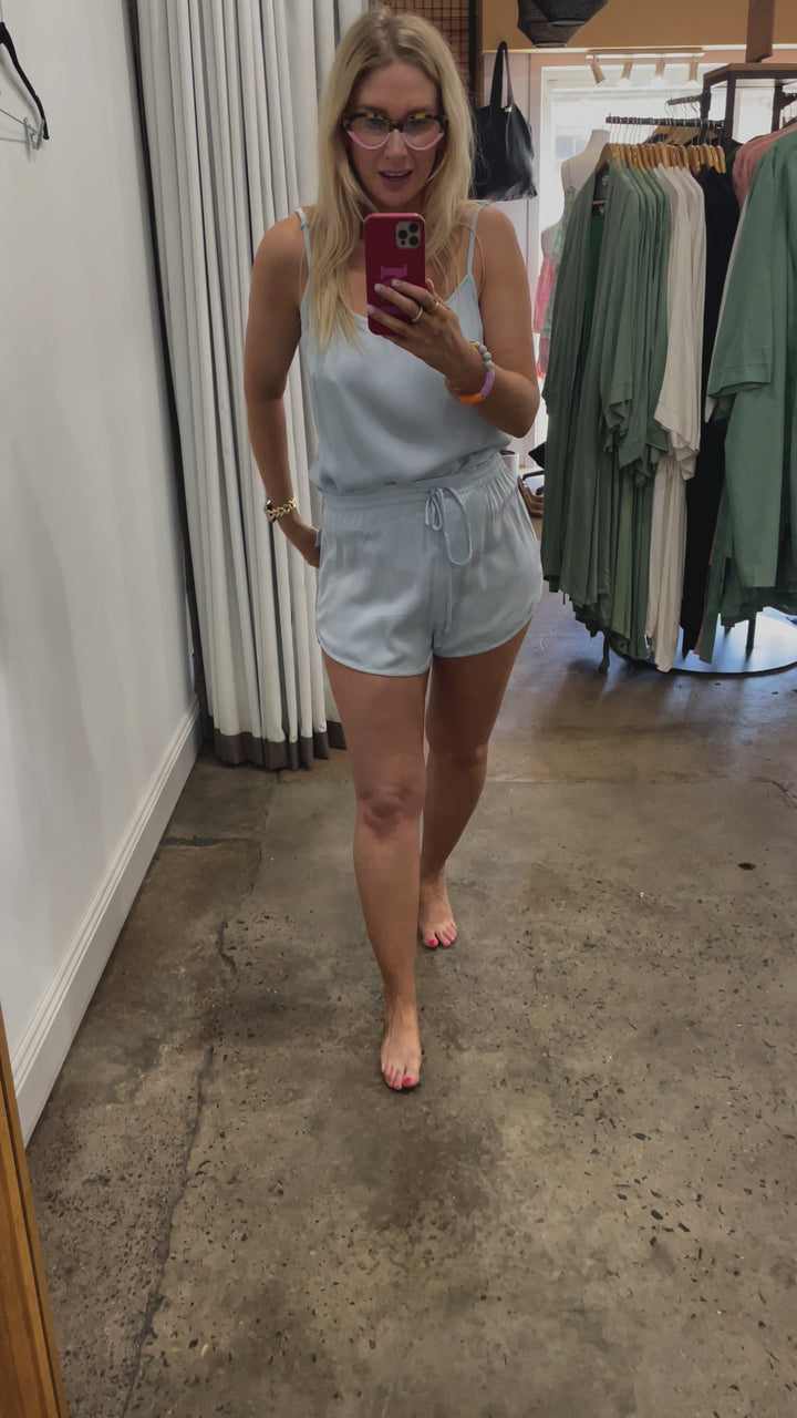 Bamboo Pyjama Set - Cami and Shorts in Baby Blue