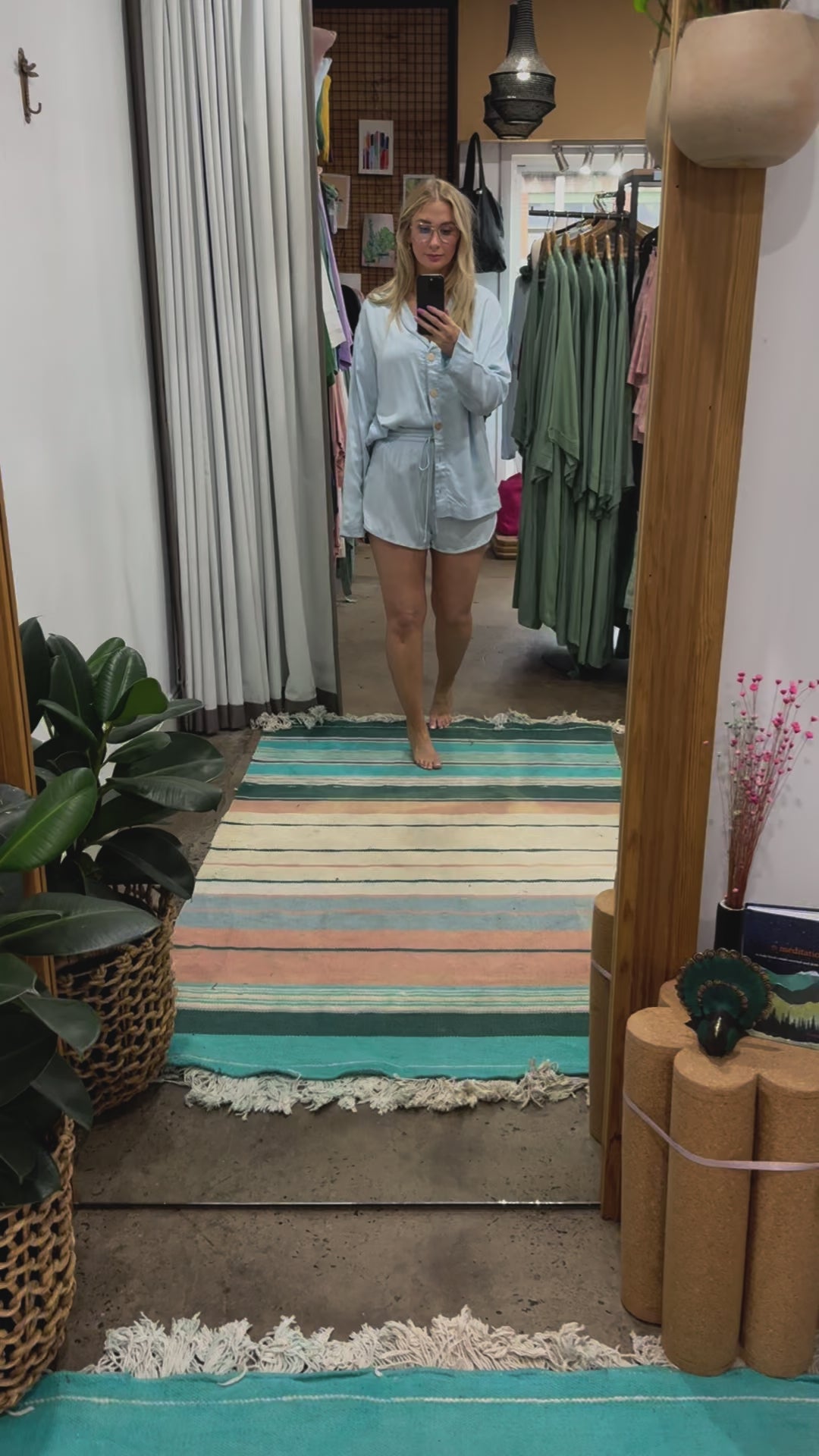 Bamboo Pyjama Shirt & Short Set - Baby Blue