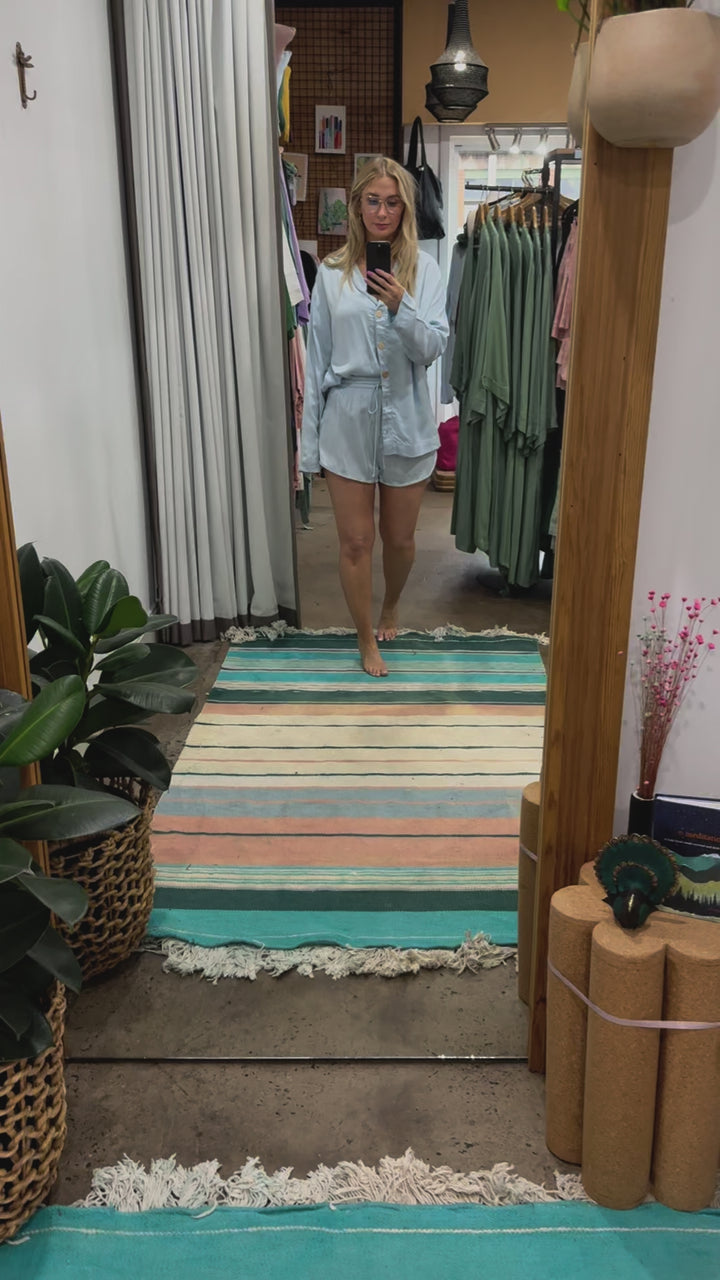 Bamboo Pyjama Shirt & Short Set - Baby Blue