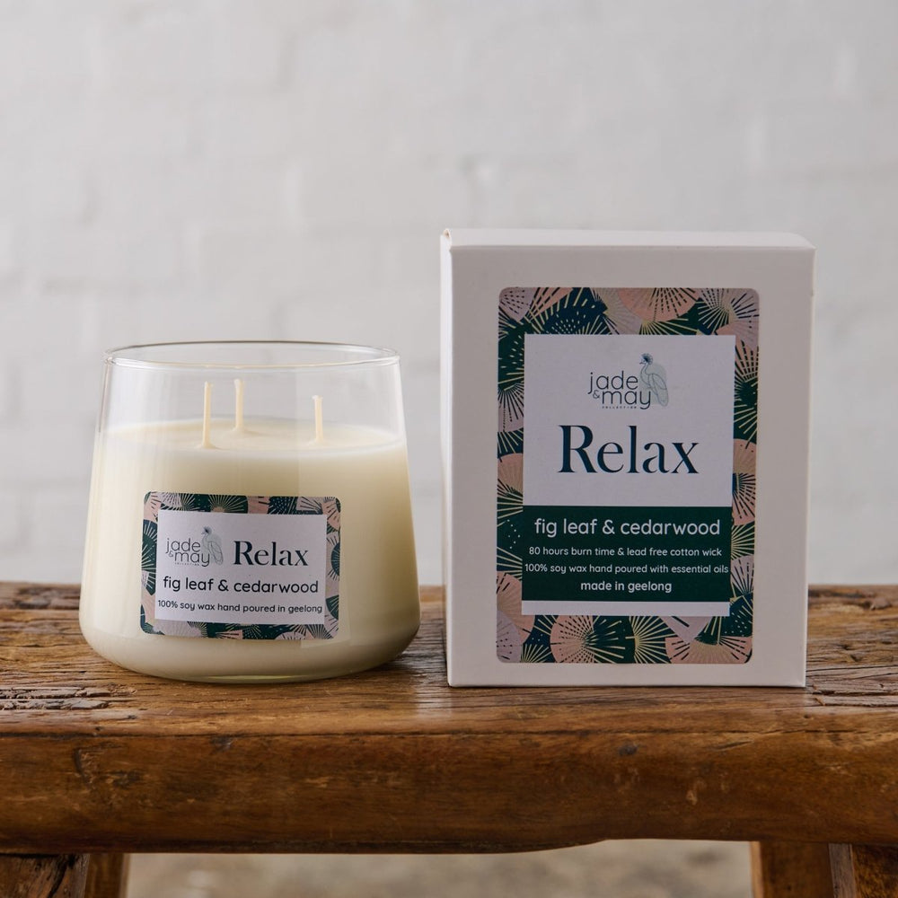 Relax - Fig Leaf & Cedarwood Soy Candle - Jade and May - Candles - Jade and May