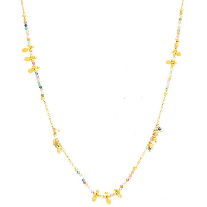 Rubyteva Designs - Long Aquamarine Gold Charm Necklace - RubyTeva Designs - Jewellery - Jade and May