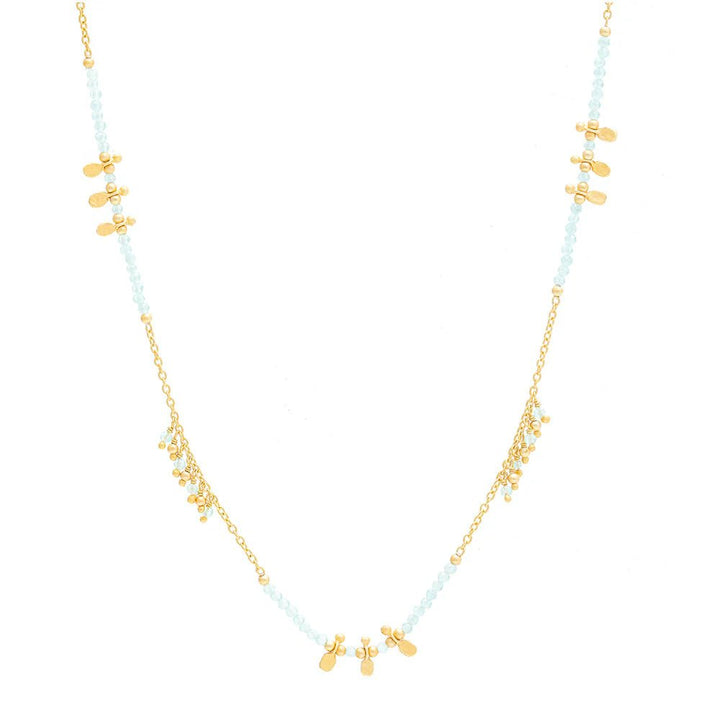 Rubyteva Designs - Long Aquamarine Gold Charm Necklace - RubyTeva Designs - Jewellery - Jade and May