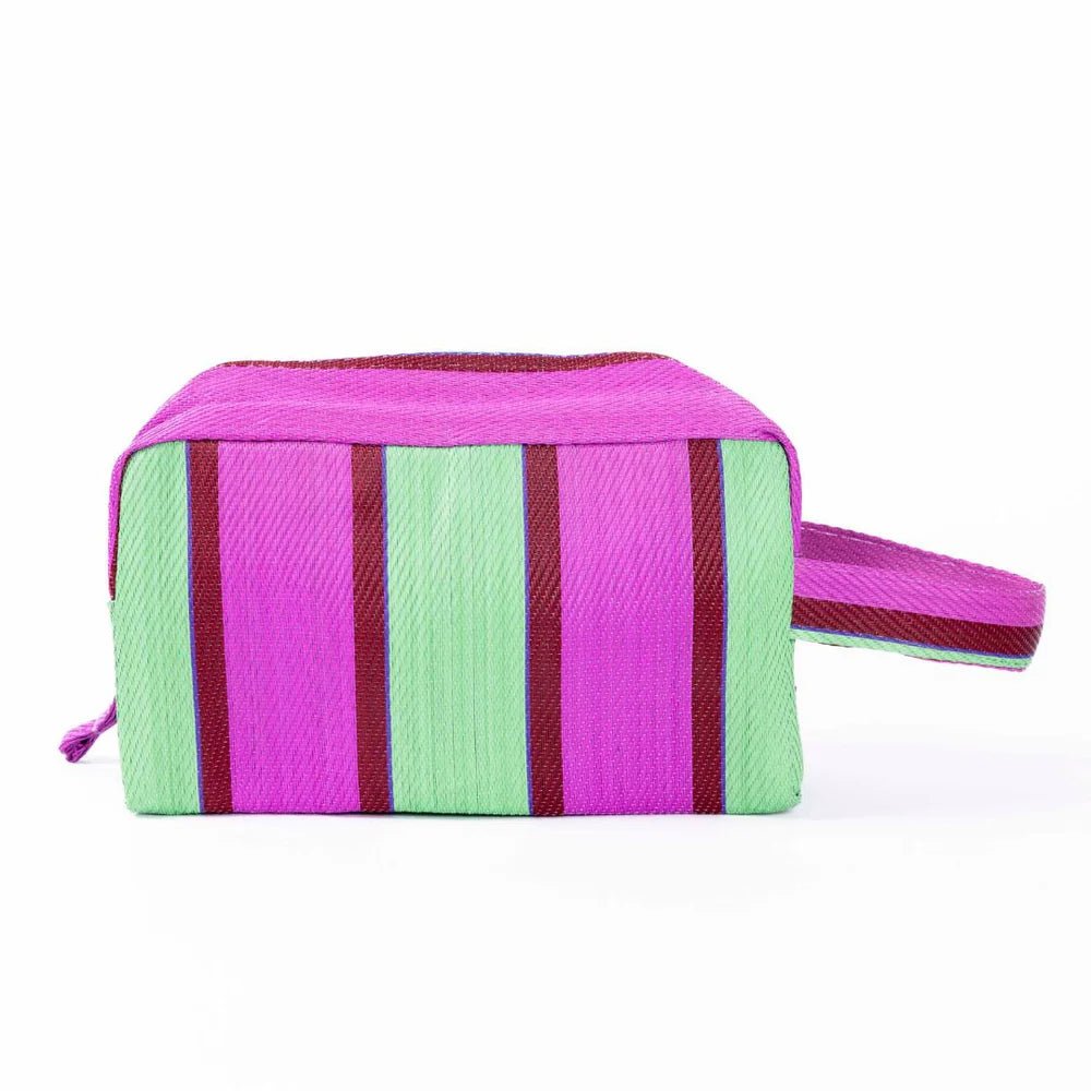 Toiletry Bag from Recycled Nylon - Dark Raspberry, Red & Green - Parisian Cool - Toiletry Bag - Jade and May