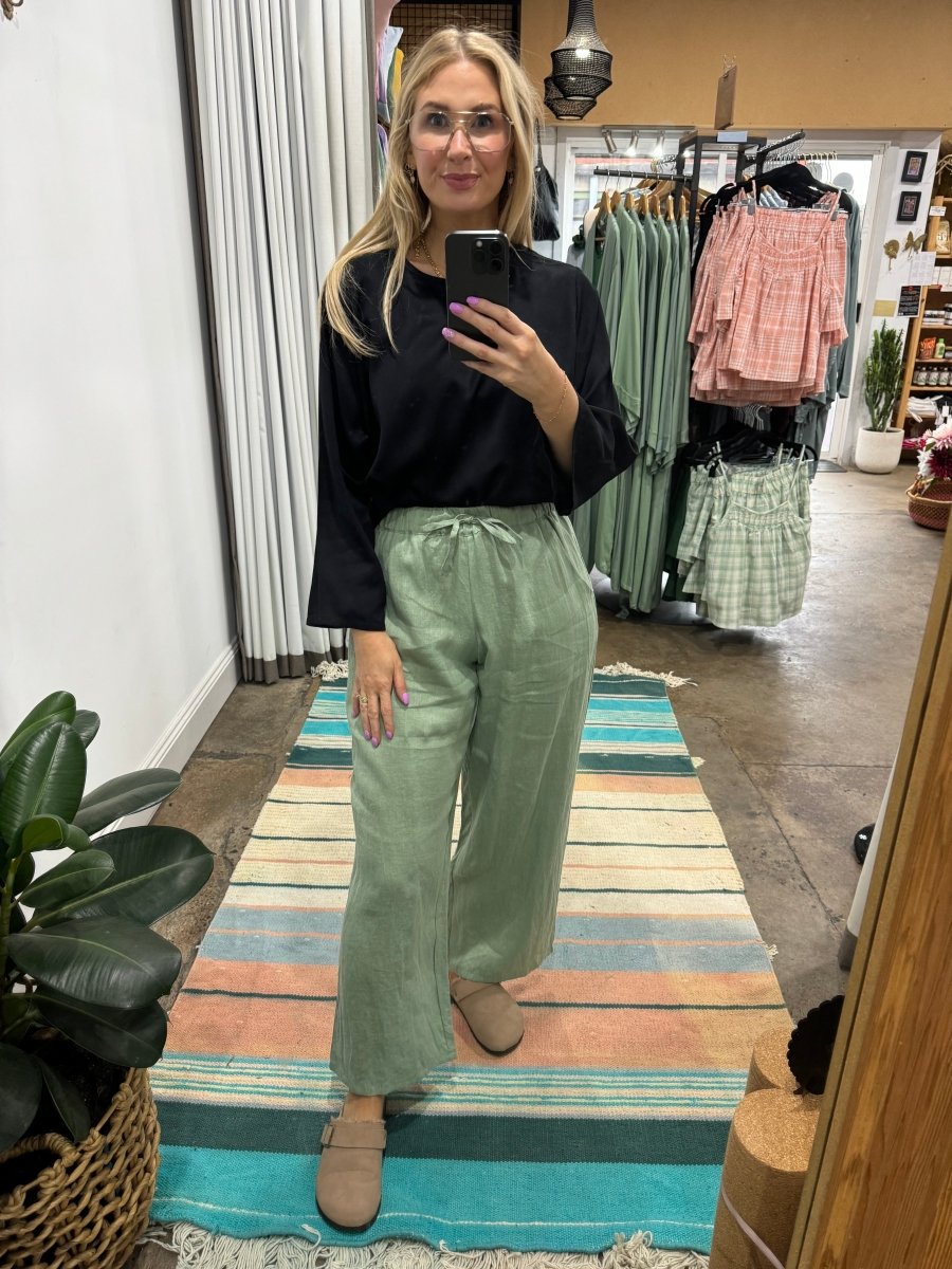 Wide Leg Linen Pant in Pistachio - Jade and May - Pant - Jade and May