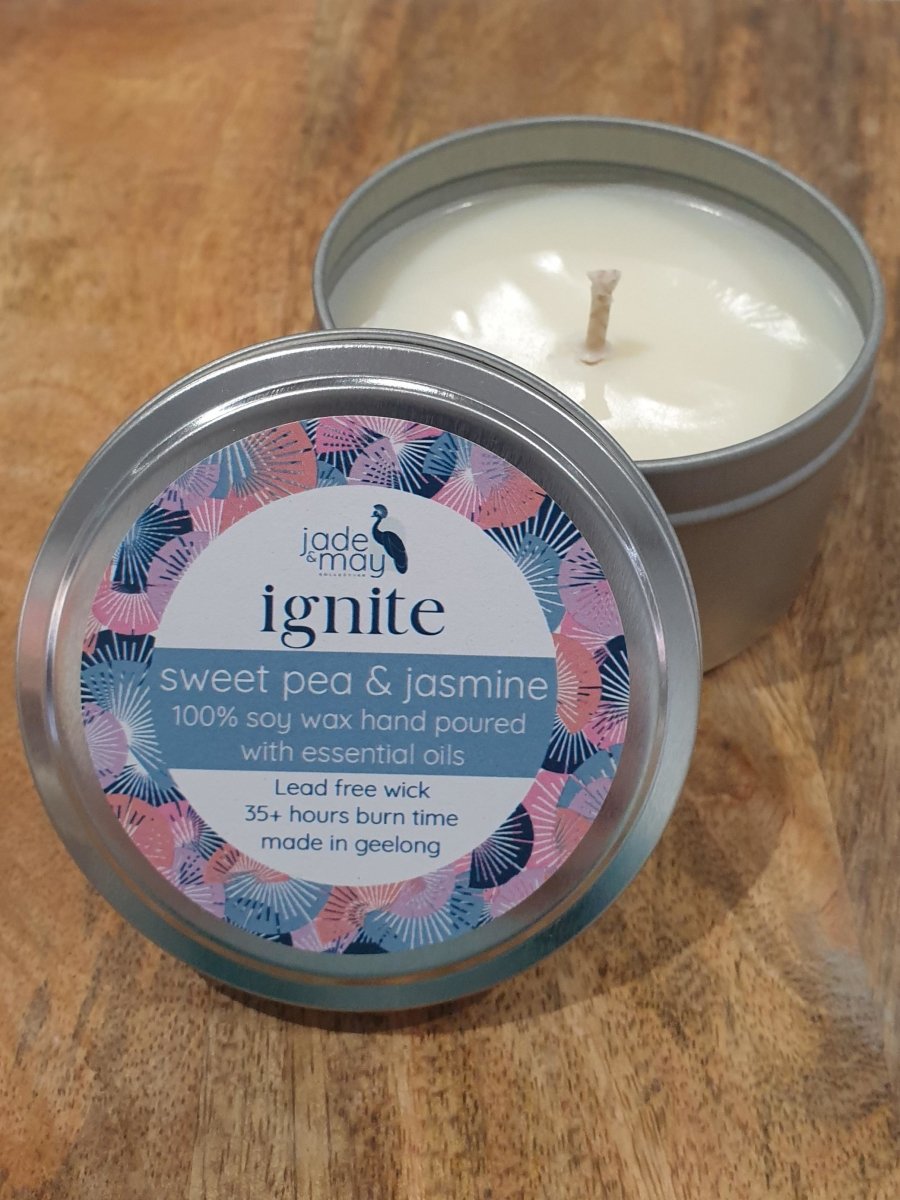 Ignite - Natural Soy Candles | Sweet Pea & Jasmine-Jade and May-Candles