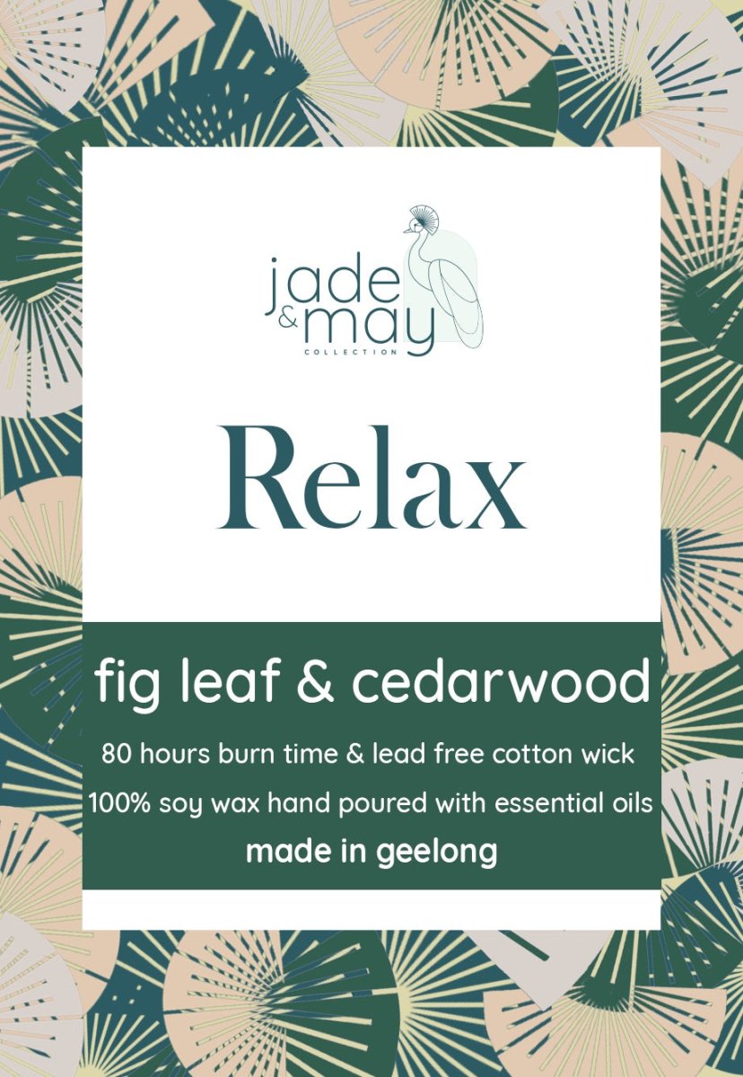 Relax - Fig Leaf & Cedarwood Soy Candle-Jade and May-Candles-Jade and May