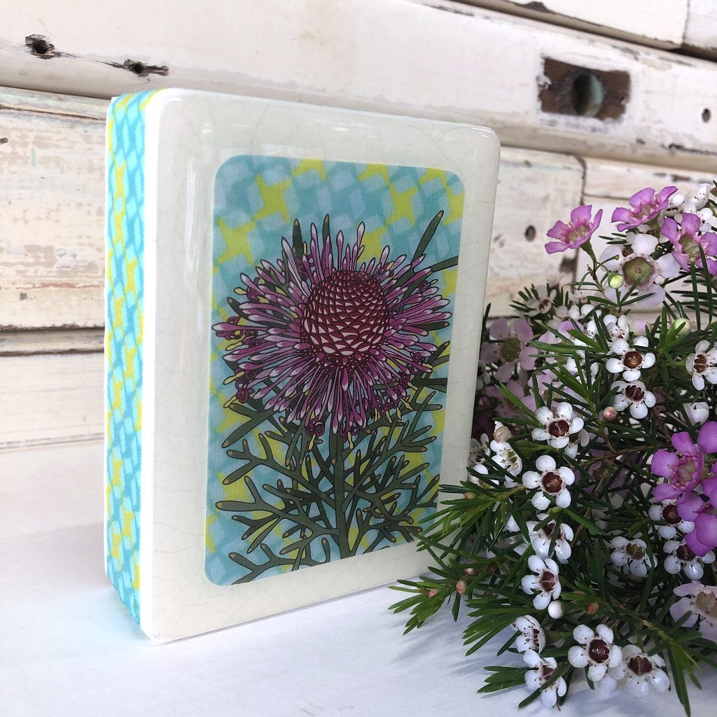 Woodblock Art - Rose Coneflower | Lost and Found Art Co-Lost and Found Art Co-Art-Jade and May